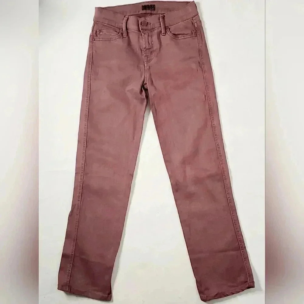 Mother Rascal  Cuff Pop Jeans Stretchy Denim Wild Orchid Sz 24 Mid Rise